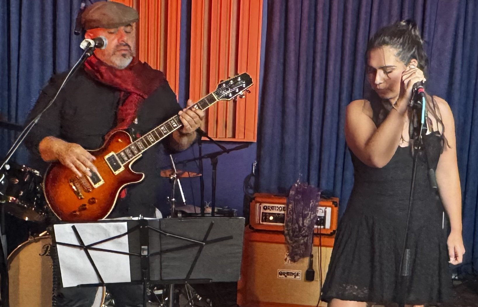 Guitar and vocal duo in the studio