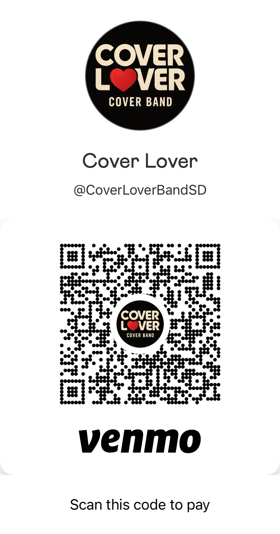 Venmo QR for @CoverLoverBandSD
